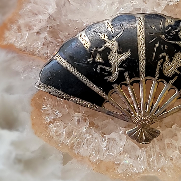 VINTAGE SIAM NIELLO STERLING SILVER Brooch - Picture 3 of 5